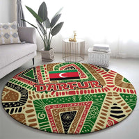 Darfur Sudan Round Carpet with Red Green Beige Tribal Pattern - Wonder Print Shop