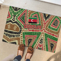 Darfur Sudan Rubber Doormat with Red Green Beige Tribal Pattern - Wonder Print Shop