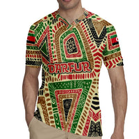 Darfur Sudan Rugby Jersey with Red Green Beige Tribal Pattern - Wonder Print Shop