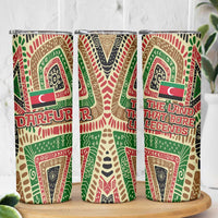Darfur Sudan Skinny Tumbler with Red Green Beige Tribal Pattern - Wonder Print Shop
