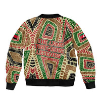Darfur Sudan Sleeve Zip Bomber Jacket with Red Green Beige Tribal Pattern - Wonder Print Shop