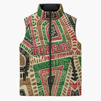 Darfur Sudan Sleeveless Puffer Jacket with Red Green Beige Tribal Pattern - Wonder Print Shop