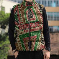 Darfur Sudan Sleeveless Puffer Jacket with Red Green Beige Tribal Pattern - Wonder Print Shop