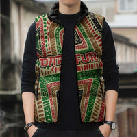 Darfur Sudan Sleeveless Puffer Jacket with Red Green Beige Tribal Pattern - Wonder Print Shop