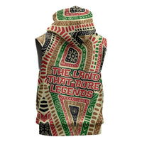 Darfur Sudan Sleeveless Zip Hoodie with Red Green Beige Tribal Pattern - Wonder Print Shop