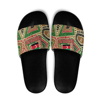 Darfur Sudan Slide Sandals with Red Green Beige Tribal Pattern - Wonder Print Shop