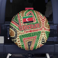 Darfur Sudan Spare Tire Cover with Red Green Beige Tribal Pattern - Wonder Print Shop
