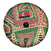 Darfur Sudan Spare Tire Cover with Red Green Beige Tribal Pattern - Wonder Print Shop