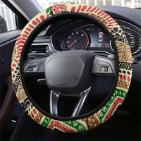 Darfur Sudan Steering Wheel Cover with Red Green Beige Tribal Pattern - Wonder Print Shop