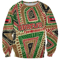 Darfur Sudan Sweatshirt with Red Green Beige Tribal Pattern - Wonder Print Shop