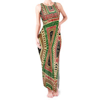 Darfur Sudan Tank Maxi Dress with Red Green Beige Tribal Pattern - Wonder Print Shop