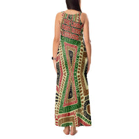 Darfur Sudan Tank Maxi Dress with Red Green Beige Tribal Pattern - Wonder Print Shop