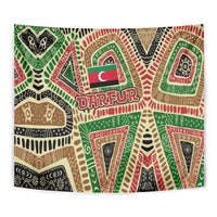 Darfur Sudan Tapestry with Red Green Beige Tribal Pattern - Wonder Print Shop