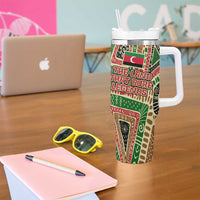 Darfur Sudan Tumbler With Handle with Red Green Beige Tribal Pattern - Wonder Print Shop