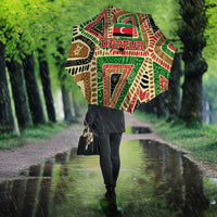 Darfur Sudan Umbrella with Red Green Beige Tribal Pattern - Wonder Print Shop