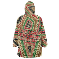 Darfur Sudan Wearable Blanket Hoodie with Red Green Beige Tribal Pattern - Wonder Print Shop