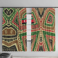 Darfur Sudan Window Curtain with Red Green Beige Tribal Pattern - Wonder Print Shop