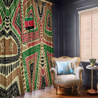 Darfur Sudan Window Curtain with Red Green Beige Tribal Pattern - Wonder Print Shop