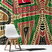 Darfur Sudan Window Curtain with Red Green Beige Tribal Pattern - Wonder Print Shop