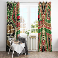 Darfur Sudan Window Curtain with Red Green Beige Tribal Pattern - Wonder Print Shop