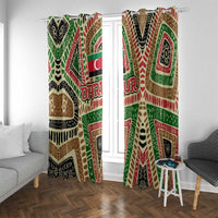 Darfur Sudan Window Curtain with Red Green Beige Tribal Pattern - Wonder Print Shop