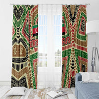 Darfur Sudan Window Curtain with Red Green Beige Tribal Pattern - Wonder Print Shop