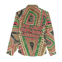 Darfur Sudan Women Casual Shirt with Red Green Beige Tribal Pattern - Wonder Print Shop