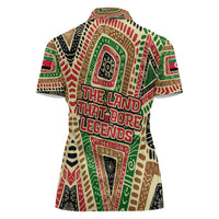 Darfur Sudan Women Polo Shirt with Red Green Beige Tribal Pattern - Wonder Print Shop