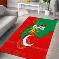 Darfur Sudan Area Rug with Red Green Yellow Crescent Star - Wonder Print Shop