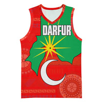 Darfur Sudan Basketball Jersey with Red Green Yellow Crescent Star - Wonder Print Shop