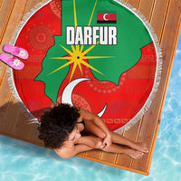 Darfur Sudan Beach Blanket with Red Green Yellow Crescent Star - Wonder Print Shop