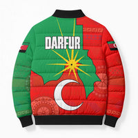 Darfur Sudan Bomber Puffer Jacket with Red Green Yellow Crescent Star - Wonder Print Shop