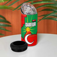 Darfur Sudan 4 in 1 Can Cooler Tumbler with Red Green Yellow Crescent Star - Wonder Print Shop