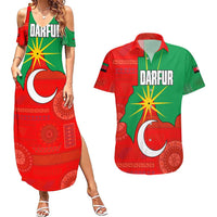 Darfur Sudan Couples Matching Summer Maxi Dress and Hawaiian Shirt with Red Green Yellow Crescent Star - Wonder Print Shop