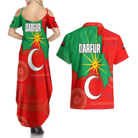 Darfur Sudan Couples Matching Summer Maxi Dress and Hawaiian Shirt with Red Green Yellow Crescent Star - Wonder Print Shop
