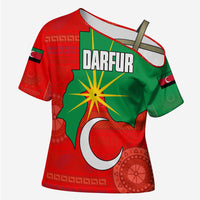 Darfur Sudan Cross Shoulder Shirt with Red Green Yellow Crescent Star - Wonder Print Shop