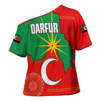 Darfur Sudan Cross Shoulder Shirt with Red Green Yellow Crescent Star - Wonder Print Shop