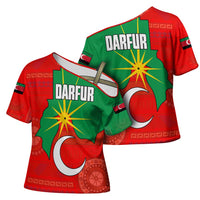 Darfur Sudan Cross Shoulder Shirt with Red Green Yellow Crescent Star - Wonder Print Shop