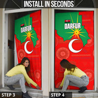 Darfur Sudan Door Cover with Red Green Yellow Crescent Star - Wonder Print Shop