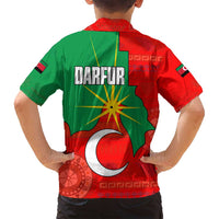 Darfur Sudan Family Matching Puletasi and Hawaiian Shirt with Red Green Yellow Crescent Star - Wonder Print Shop