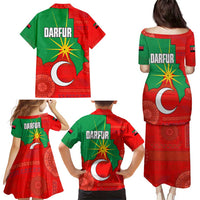 Darfur Sudan Family Matching Puletasi and Hawaiian Shirt with Red Green Yellow Crescent Star - Wonder Print Shop
