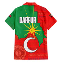 Darfur Sudan Family Matching Short Sleeve Bodycon Dress and Hawaiian Shirt with Red Green Yellow Crescent Star - Wonder Print Shop