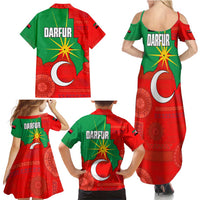 Darfur Sudan Family Matching Summer Maxi Dress and Hawaiian Shirt with Red Green Yellow Crescent Star - Wonder Print Shop