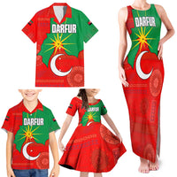 Darfur Sudan Family Matching Tank Maxi Dress and Hawaiian Shirt with Red Green Yellow Crescent Star - Wonder Print Shop