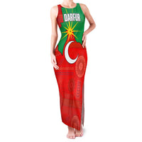 Darfur Sudan Family Matching Tank Maxi Dress and Hawaiian Shirt with Red Green Yellow Crescent Star - Wonder Print Shop