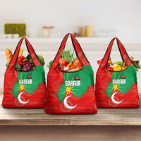 Darfur Sudan Grocery Bag with Red Green Yellow Crescent Star - Wonder Print Shop