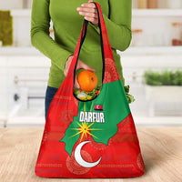 Darfur Sudan Grocery Bag with Red Green Yellow Crescent Star - Wonder Print Shop