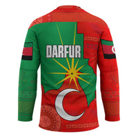 Darfur Sudan Hockey Jersey with Red Green Yellow Crescent Star - Wonder Print Shop