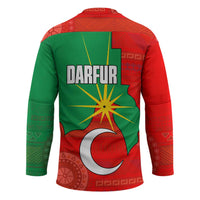 Darfur Sudan Hockey Jersey with Red Green Yellow Crescent Star - Wonder Print Shop