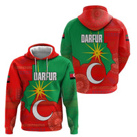 Darfur Sudan Hoodie with Red Green Yellow Crescent Star - Wonder Print Shop